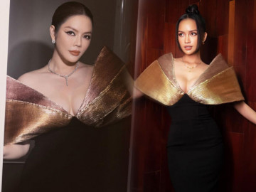 Lý Nhã Kỳ không kém Hoa hậu Ngọc Châu khi đụng váy dạ hội