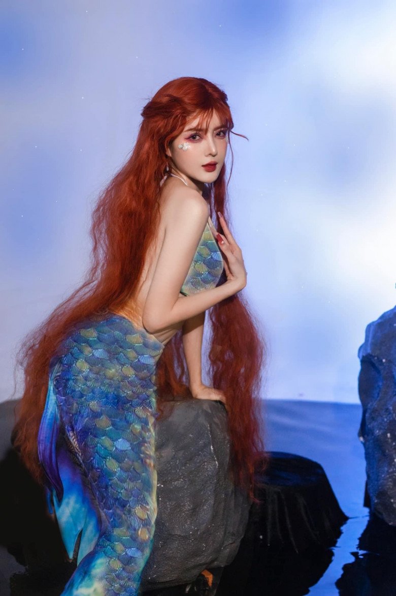 Bộ váy dạ hội dài Sequin dài hình vảy cá màu đỏ tía - Lunss