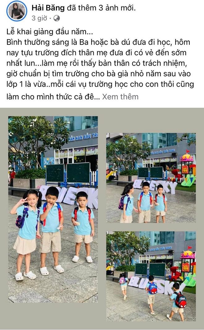 Hải Băng đăng ảnh 3 con kèm lời nhấn mạnh về cái giá của việc đẻ nhiều.