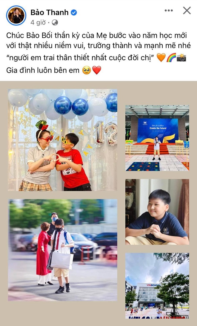 Diễn viên Bảo Thanh đăng ảnh con trai đến trường, hóm hỉnh gọi con là người em trai thân thiết nhất cuộc đời chị.