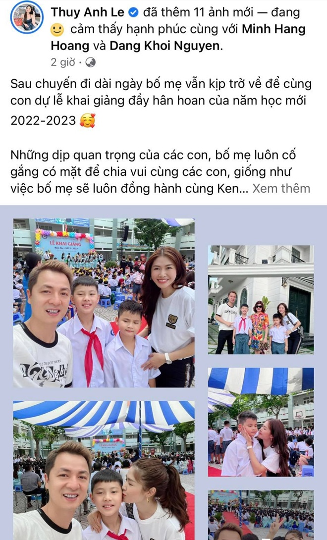 Khoe ảnh các con tới trường, vợ Đăng Khôi gửi những lời chúc ngọt ngào đến con.