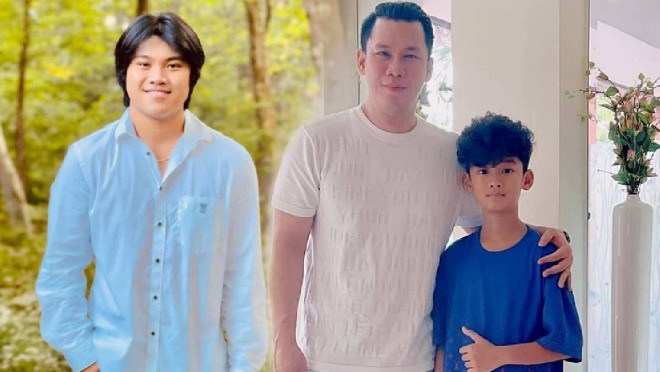 Doanh nhân Đức Huy có 2 cậu con trai cùng cha khác mẹ, đều được bố chăm sóc chu đáo về mọi mặt.
