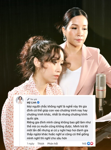  Trước những ý kiến nhận xét về khả năng của con gái, Mỹ Linh xù lông đáp trả.