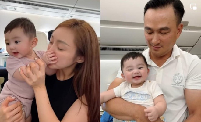 Bé Gia Khang hiếu động, nghịch ngợm và hay đùa giỡn với bố mẹ.