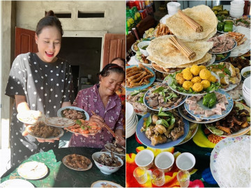 Nữ diễn viên đăng mâm cỗ giỗ bố đậm chất quê