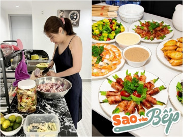 Mừng nhà mới, Pha Lê tự dìm hàng vào bếp chiêu đãi bạn bè