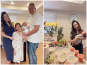 Làm mẹ - Mỹ nhân sexy nhất nhóm Mắt Ngọc làm tiệc đầy tháng cho con ở Mỹ, mâm cúng khác biệt hẳn ở Việt Nam