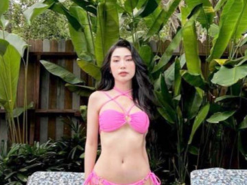 Khổng Tú Quỳnh tôn dáng mình trắm với bikini dây chằng chịt, không bơm độn vẫn đẹp tuyệt