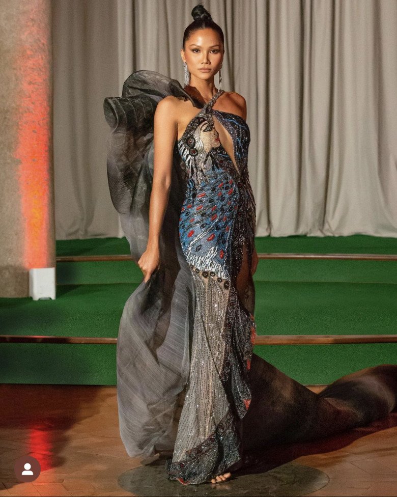 Hoa hậu Hamp;#39;Hen Niê diện áo dài đính hoa khoe nhan sắc đỉnh cao dự lễ ở Đại sứ quán Việt Nam tại Ý - 8