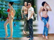 Quý cô 46 tuổi diện bikini khoe eo bé gần bằng Ngọc Trinh, đứng cạnh con trai bị nghi cặp phi công