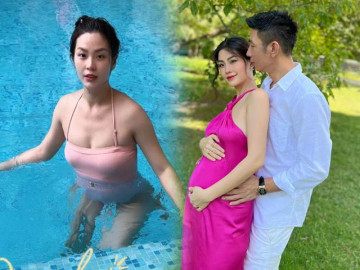 Nàng hậu đẹp nức tiếng Vĩnh Long bụng bầu tròn vo vẫn diện bikini, khoe dáng hết sức gợi cảm