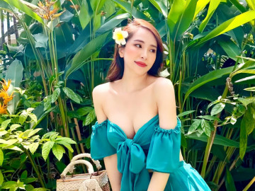 Người tình Việt Anh e ấp bên ông trùm chân dài, lấp ló vệt đen bí ẩn sau lớp váy mỏng sương