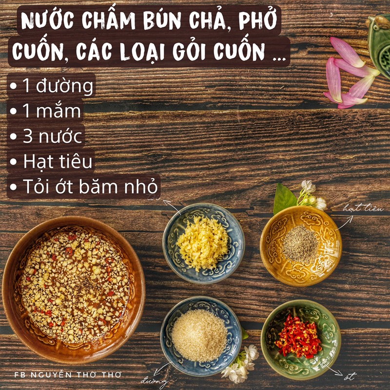 Tỉ lệ: 1 đường, 1 mắm, 3 nước, hạt tiêu, tỏi ớt băm nhỏ. Còn chanh hoặc quất khi ăn sẽ vắt ở ngoài tùy theo khẩu vị.
