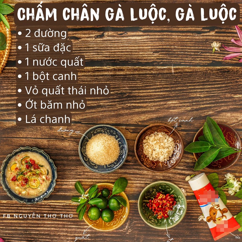 Tỉ lệ: 2 đường, 1 sữa đặc, 1 nước quất, 1 bột canh, bỏ quất thái nhỏ, ớt băm nhỏ, lá chanh thái chỉ.
