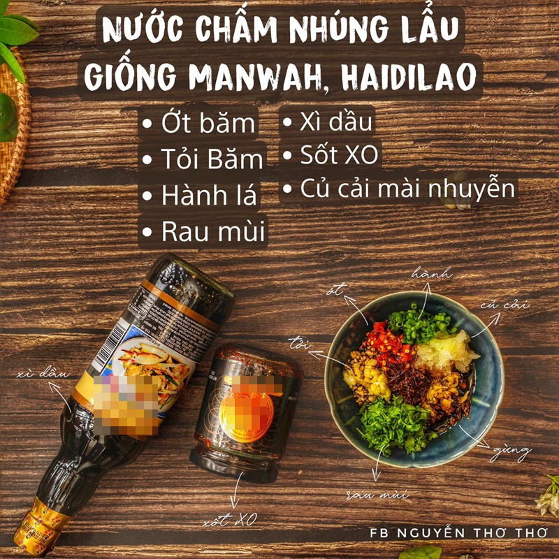 Các nguyên liệu gồm: Ớt băm, tỏi băm, hành lá, rau mùi, xì dầu, sốt XO, củ cải mài nhuyễn.
