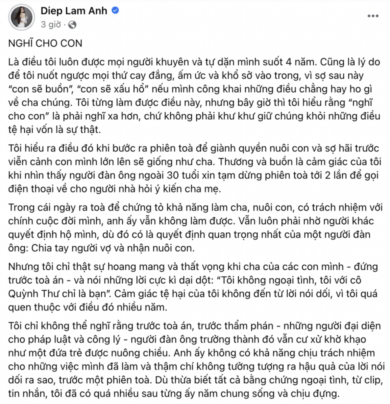 Diệp Lâm Anh đau xót nói lý do quyết đòi con từ chồng thiếu gia: Tôi sợ hãi trước viễn cảnh con mình lớn lên sẽ giống cha - 2