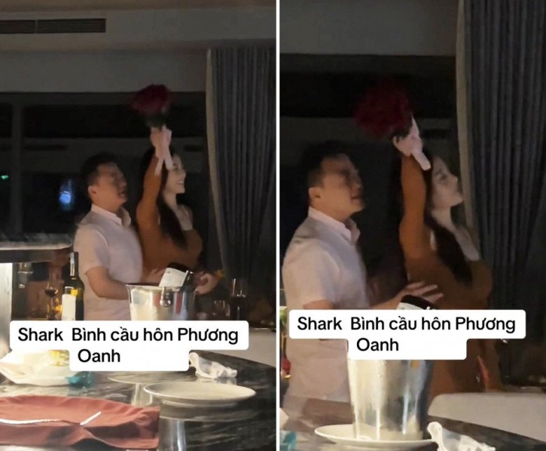 Ôm đóa hoa hồng trong tay, gương mặt diễn viên Phương Oanh vô cùng hạnh phúc.