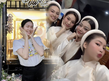 Lễ Vu Quy của Á hậu Phương Anh: Dàn phụ dâu đẹp nhất nhì làng Hoa hậu, diện áo dài tinh khôi như tiên nữ