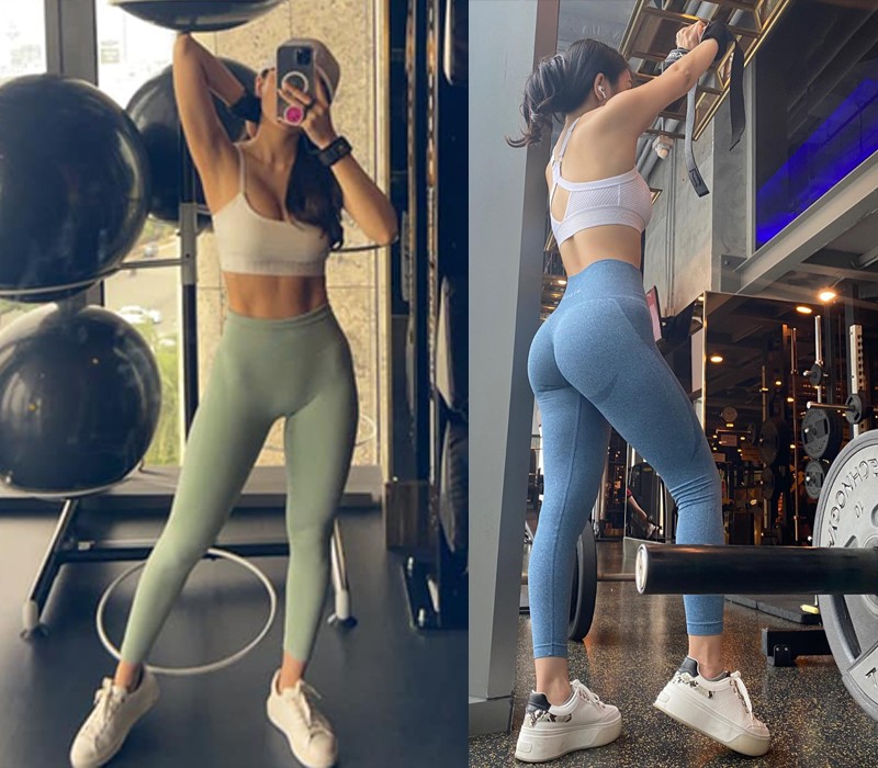 Jessie Lương có nhiều màn body check với góc nhìn fitness đẹp mê ly. 
