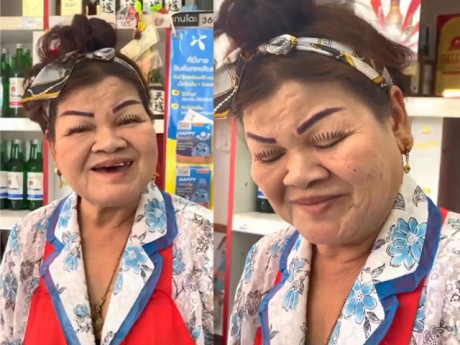 U70 bán tạp hóa bình dân, mí sụp da xệ vẫn mê làm đẹp, hàng triệu người vào xem cách vẽ mắt