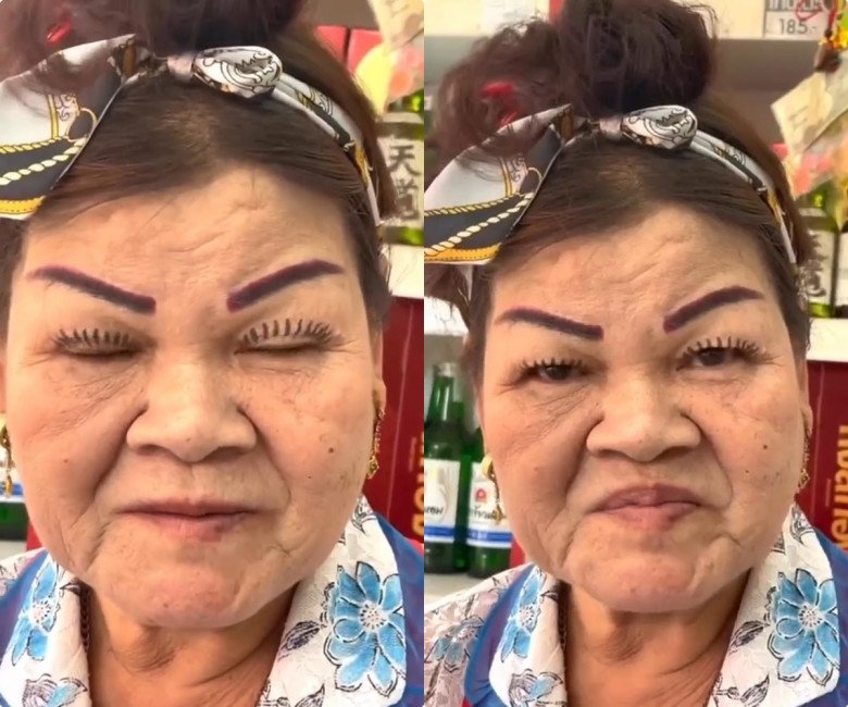View - U70 bán tạp hóa bình dân, mí sụp da xệ vẫn mê làm đẹp, hàng triệu người vào xem cách vẽ mắt