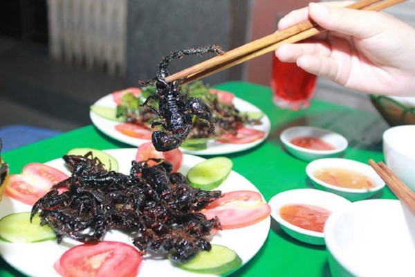 Nhiều món ăn chế biến từ bọ cạp rất được ưa chuộng.