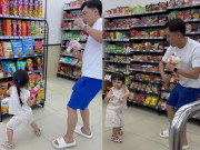 Làm mẹ - Dân tình bắt gặp cảnh đại gia Cường Đôla quần đùi dép lê và con gái Suchin vô tư nhảy lắc hông trong siêu thị