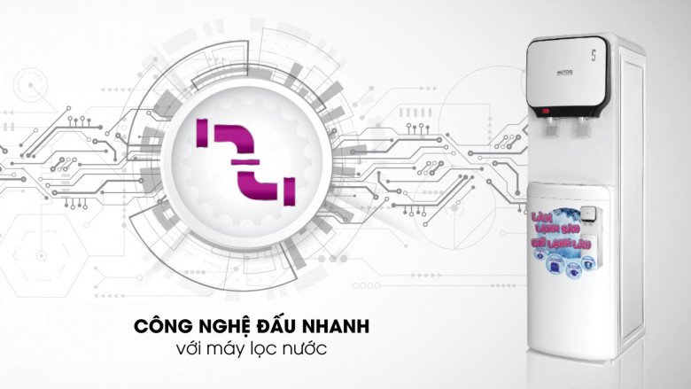 Cây nước nóng lạnh Mutosi MD-200S có thể đấu nhanh với máy lọc nước