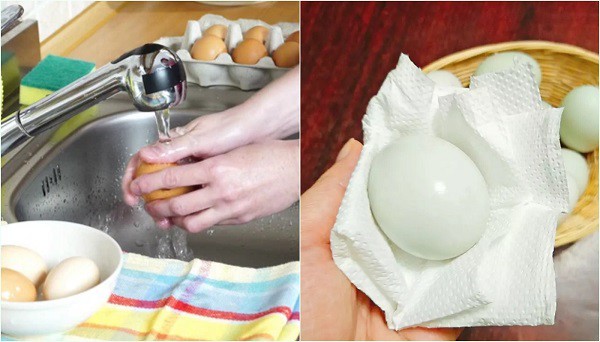 Rửa và lau thật khô trứng