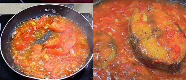 Đun cá với cà chua, nước dừa