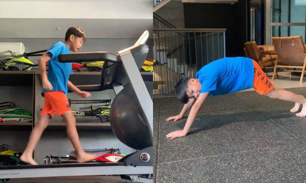 View - Con trai Cường Đô La trổ giò thua Đàm Thu Trang chỉ vài phân, chân dài hệt mẹ ruột, uốn tóc như soái ca Hàn