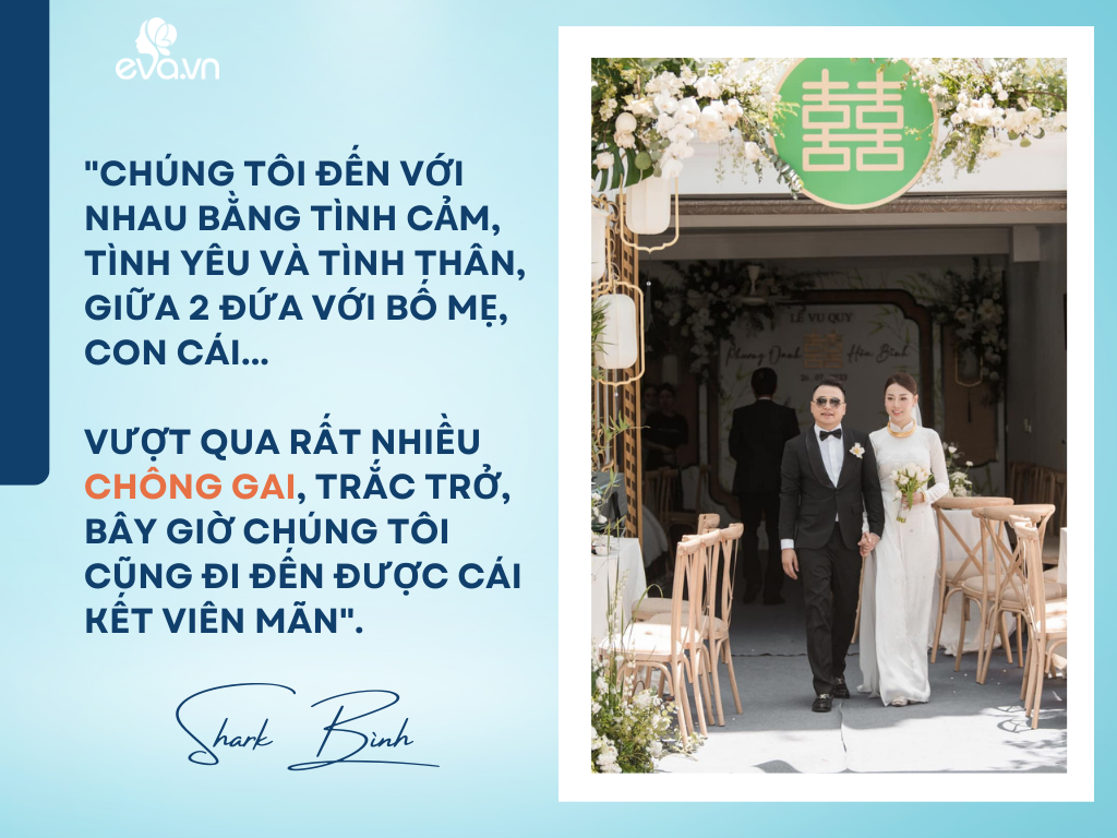 Trong hôn lễ diễn ra hôm nay (26/7), Shark Bình cũng có những thổ lộ bày tỏ hạnh phúc khi cưới được cô dâu Phương Oanh.
