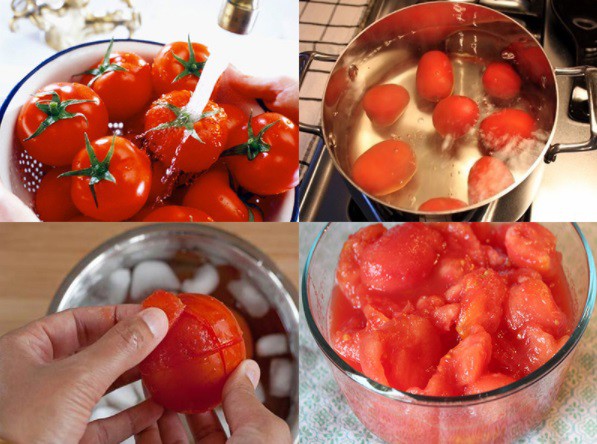Có thể bỏ vỏ cà chua bằng cách chần qua nước sôi