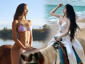 Mặc bikini cưỡi ngựa trên biển, gái Việt xô đổ gái ngoại độ hot, có trường hợp bị tuýt còi