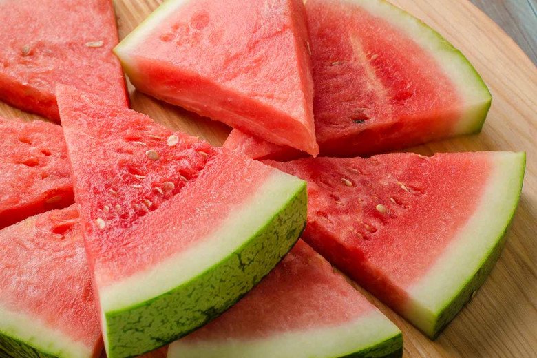 A plate of watermelon slices