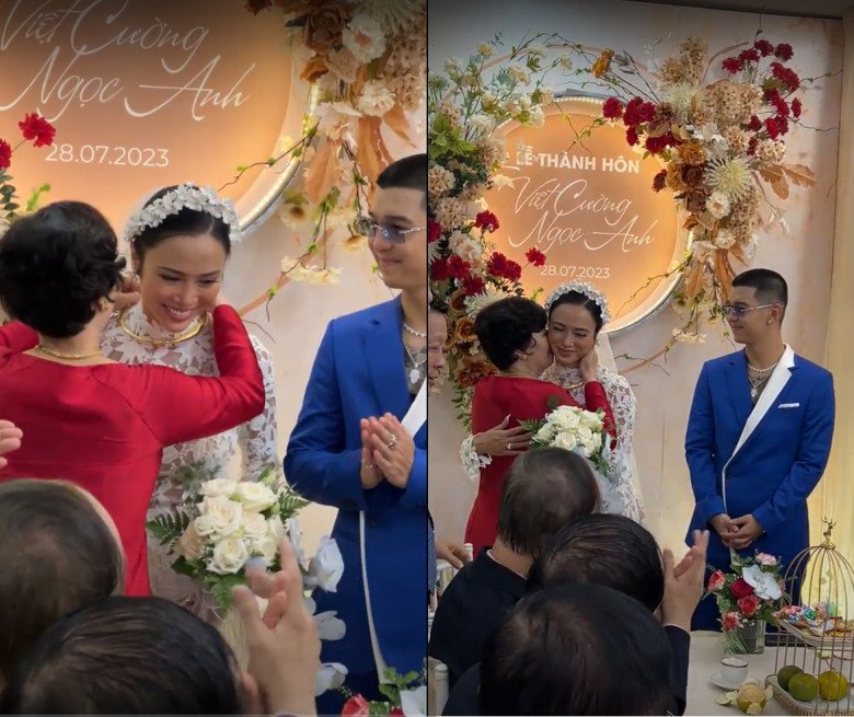 View - Khoác tay Cường Seven ra xe hoa, Vũ Ngọc Anh khóc sướt mướt, ôm chặt mẹ ruột không rời