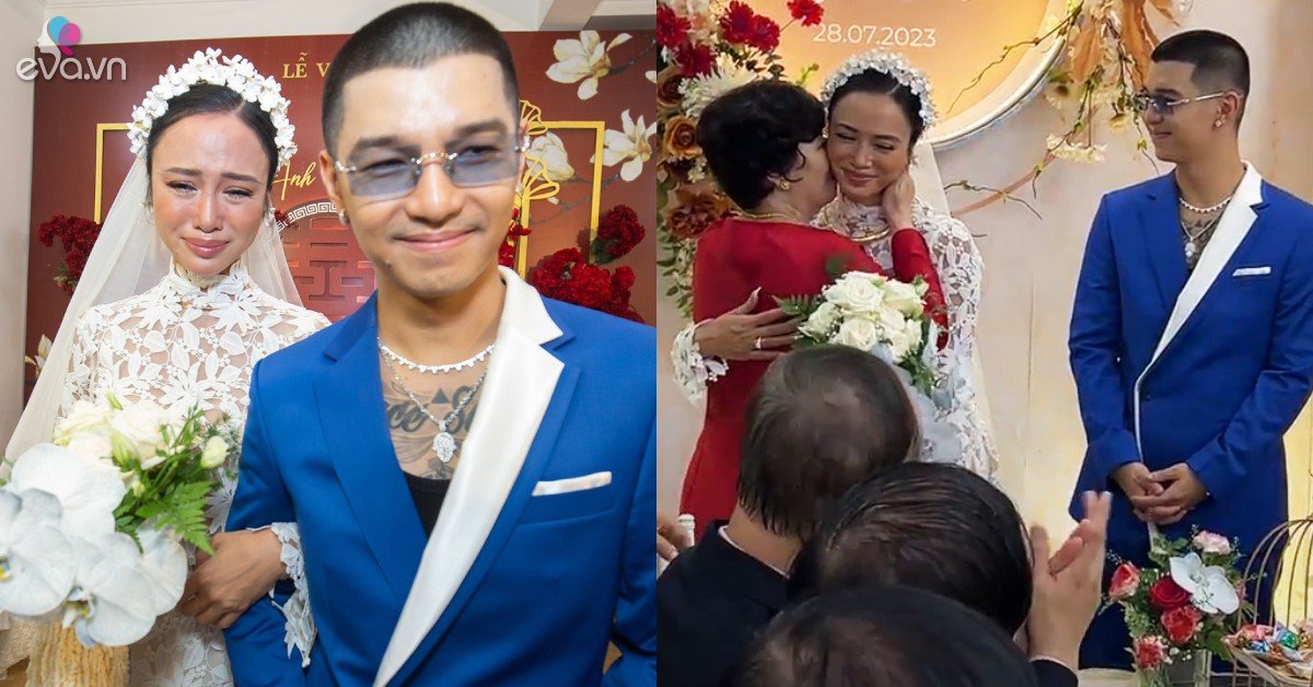 View - Khoác tay Cường Seven ra xe hoa, Vũ Ngọc Anh khóc sướt mướt, ôm chặt mẹ ruột không rời