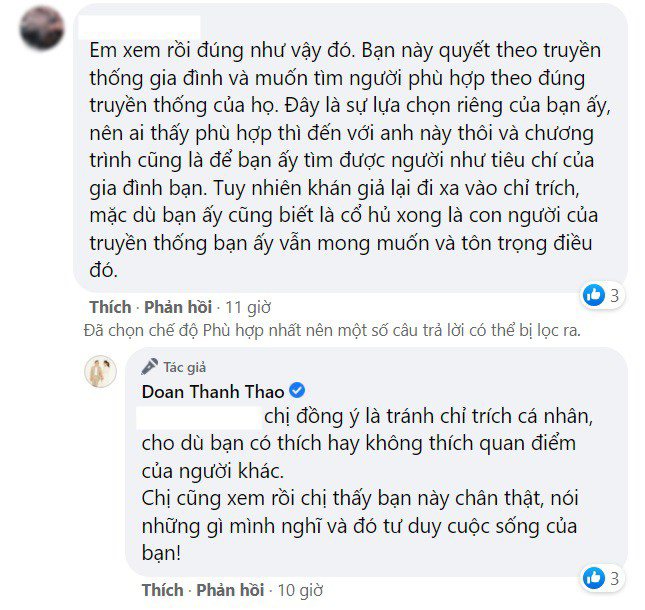 Cựu người mẫu cũng tránh chỉ trích cá nhân.