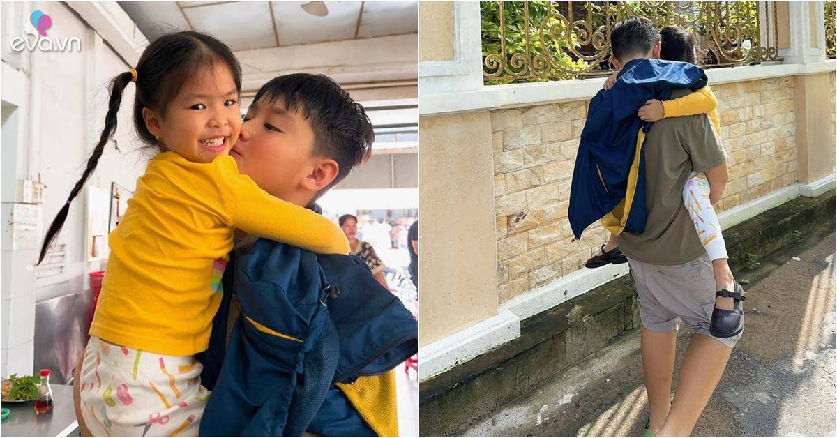 View - Con trai Lê Phương ôm hôn em gái cùng mẹ khác cha sau 1 tháng xa nhau, mẹ cười tươi hạnh phúc