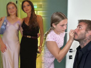 Làm đẹp - Bị mẹ cấm trang điểm, Harper Beckham trổ tài "họa mặt" cho bố điêu luyện, lộ góc nghiêng cực phẩm