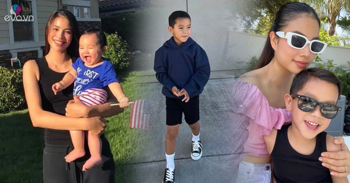 Gallery - Con trai Phạm Hương hết trắng trẻo, cắt đầu đinh, phong cách đi tiểu học không nhận ra