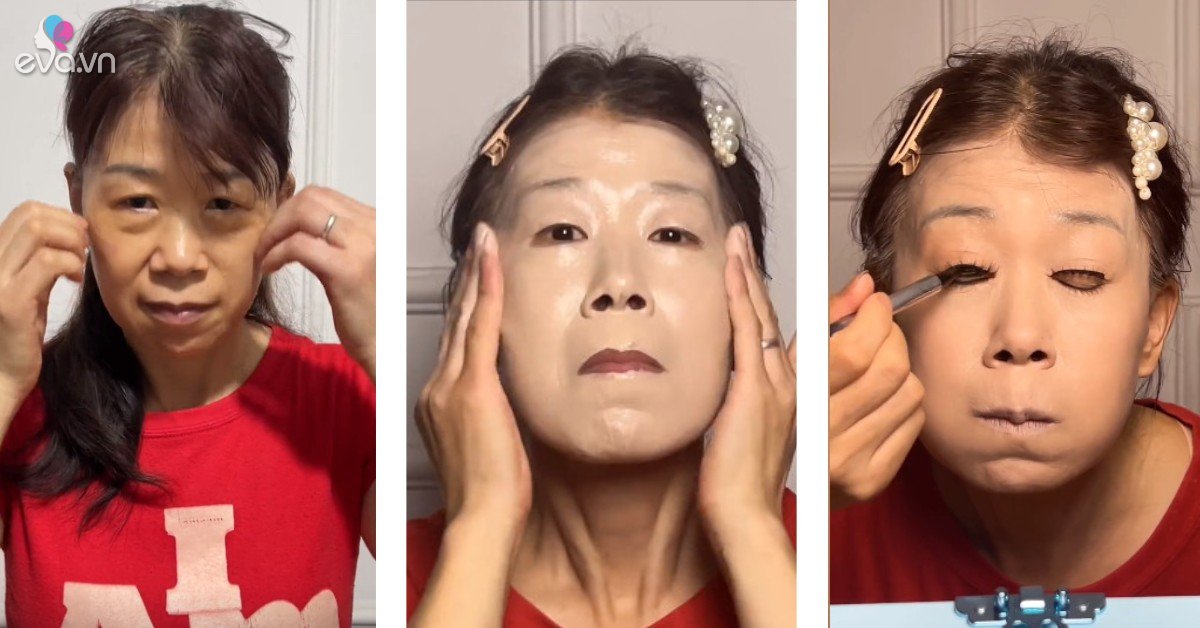 View - U60 da nhăn, mắt xệ vẫn tập tành trang điểm, hàng triệu người vào xem cách trát phấn dày như bê tông