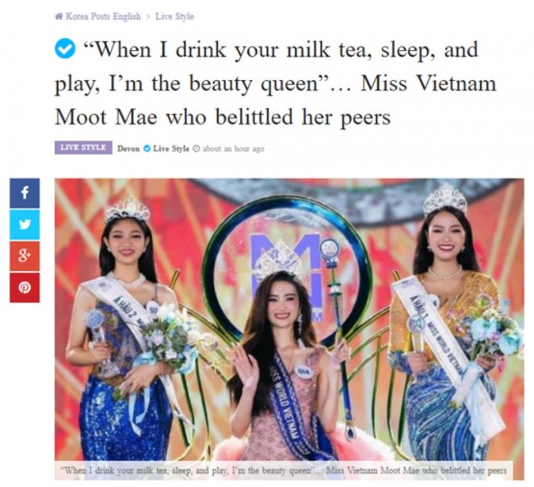 View - Hoa hậu Ý Nhi - Truyền thông Hàn đưa loạt tin về Hoa hậu Ý Nhi, phát ngôn lùm xùm uống trà sữa