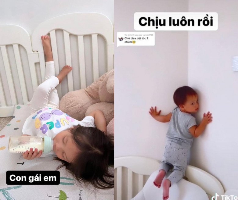 View - Con gái Lisa chuẩn thùy mị chơi cầu trượt cắm đầu xuống đất, Kim Lý trở tay chẳng kịp