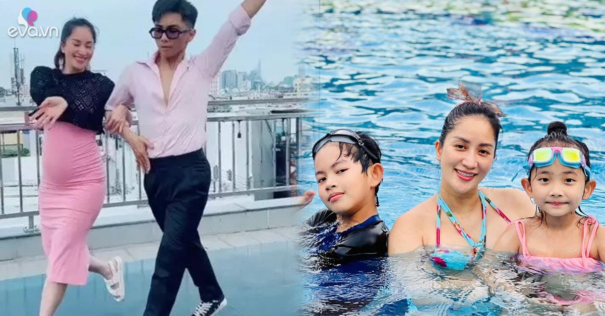 View - Vắng chồng, Khánh Thi bầu cận sinh vẫn diện 2 mảnh, tự tin khoe body tăng 9kg chỉ to mỗi bụng