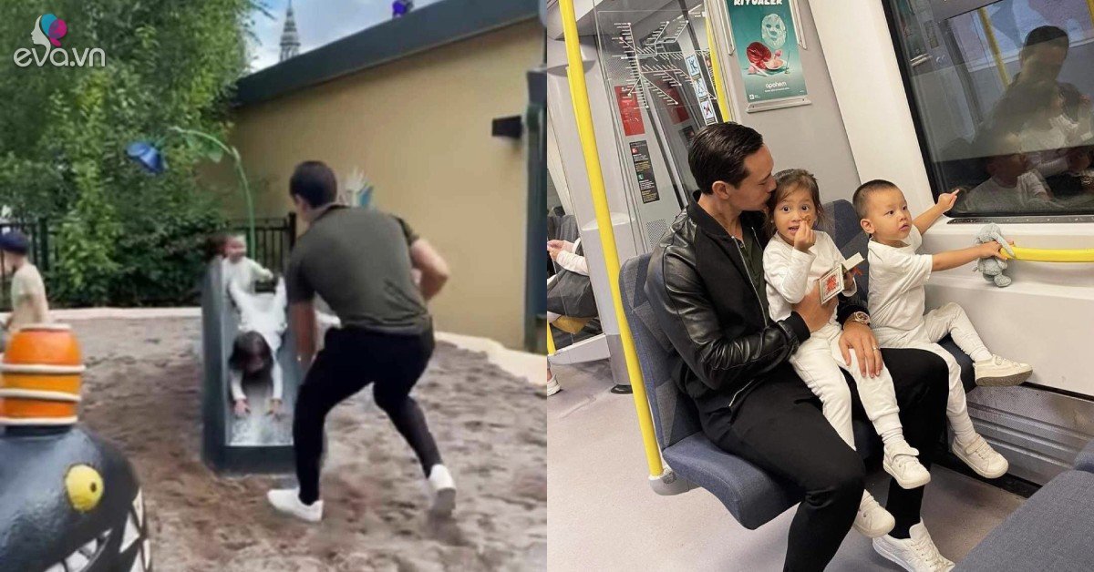 View - Con gái Lisa chuẩn thùy mị chơi cầu trượt cắm đầu xuống đất, Kim Lý trở tay chẳng kịp