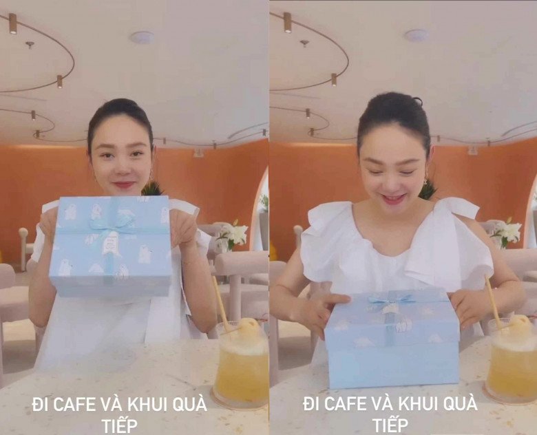 View - Minh Hằng tăng cân, mũi nở to phá nét ở tháng cuối thai kỳ, háo hức đập hộp quần áo đón con trai