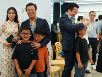 Thanh Bùi chia sẻ bí quyết "bịt mắt" dạy 2 con trai sinh đôi chậm nói