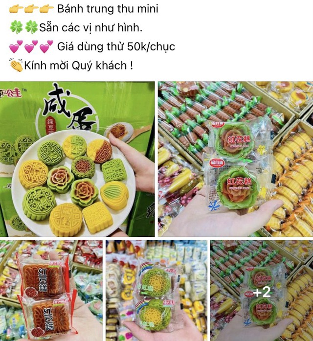 Bánh trung thu mini được rao bán giá rẻ trên mạng xã hội (ảnh chụp màn hình).