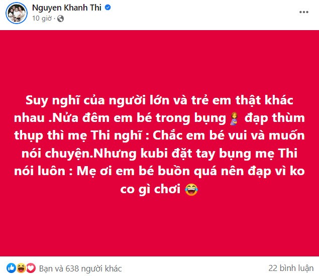 Con thứ 3 Khánh Thi đạp bụng mẹ thùm thụp giữa đêm, lời bé Kubi nói khiến mẹ đăng vội lên mạng - 1